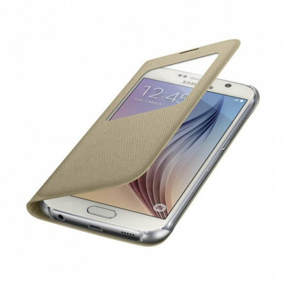 Чехол для Samsung Galaxy S6 S-View Cover (EF-CG920BFE), Gold в Красноярске